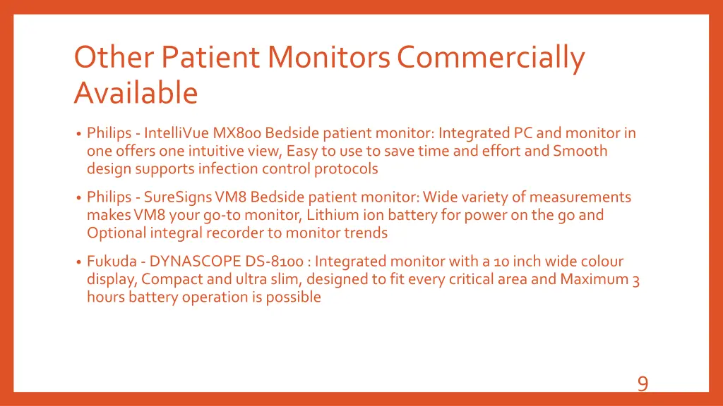 other patient monitors commercially available