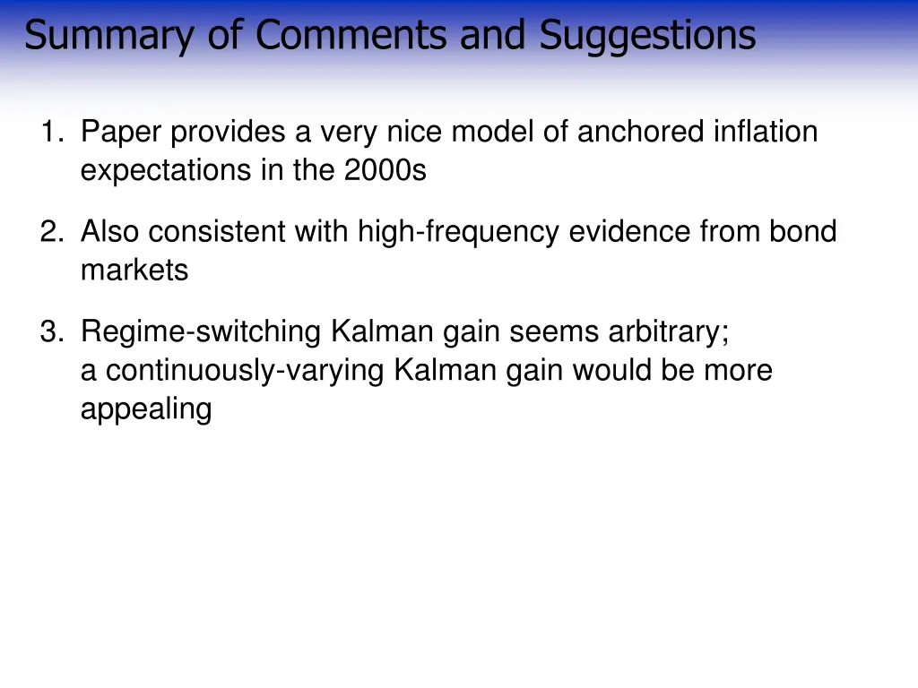 summary of comments and suggestions