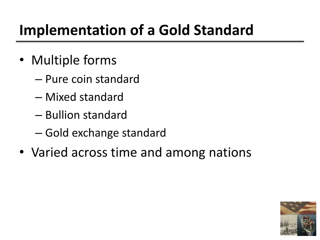 implementation of a gold standard