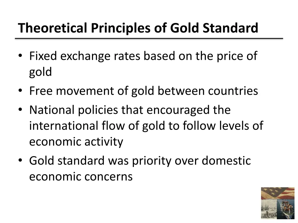 theoretical principles of gold standard