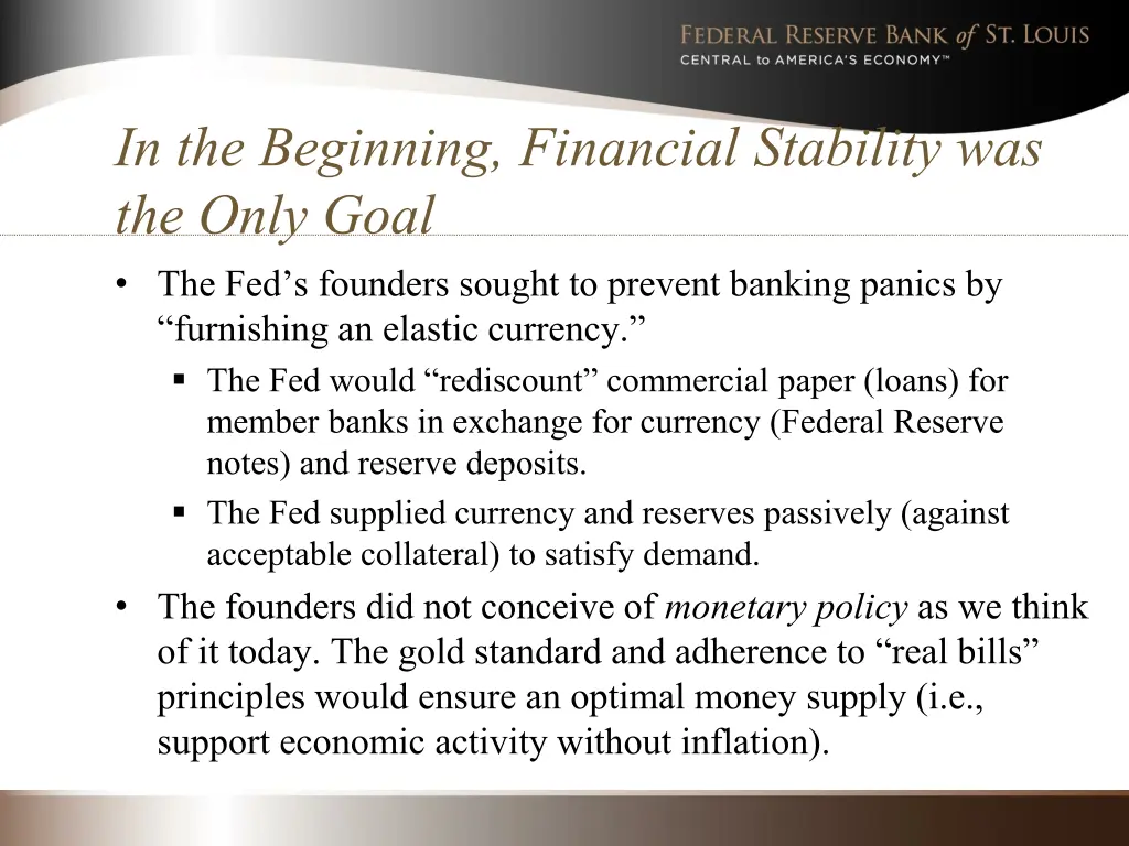 in the beginning financial stability was the only