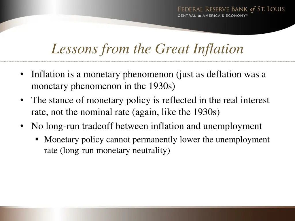 lessons from the great inflation