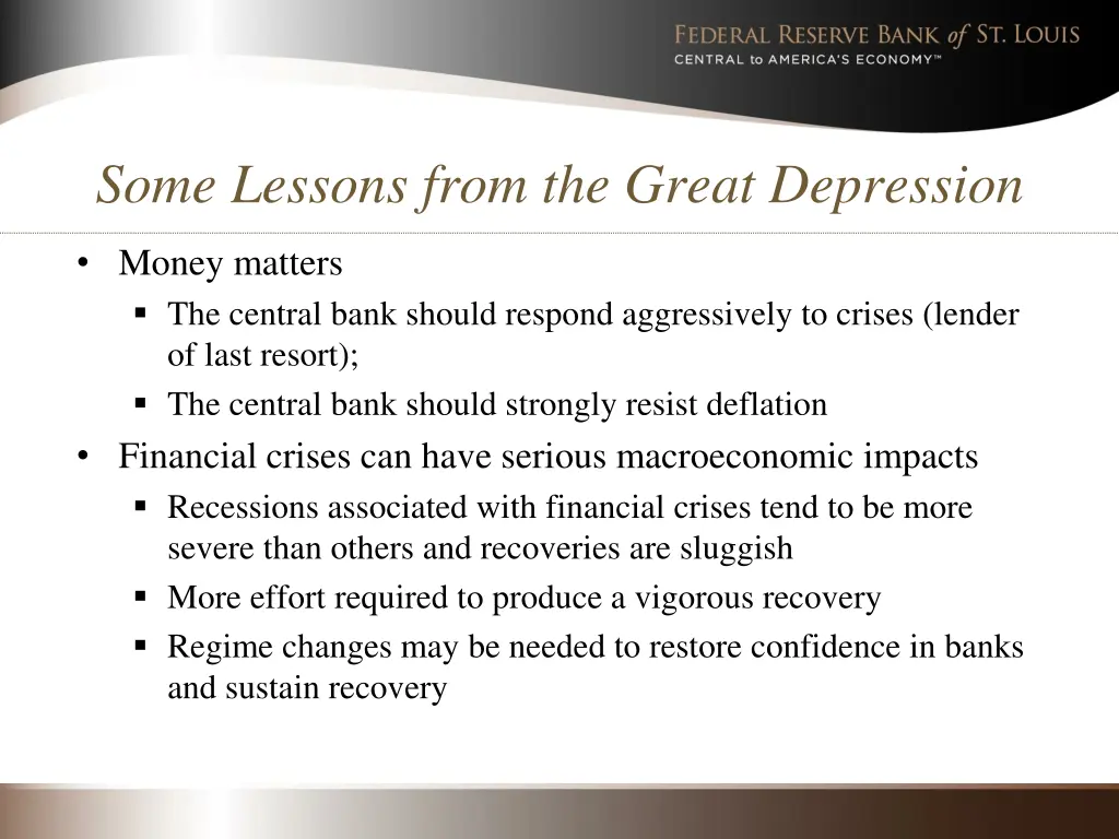 some lessons from the great depression