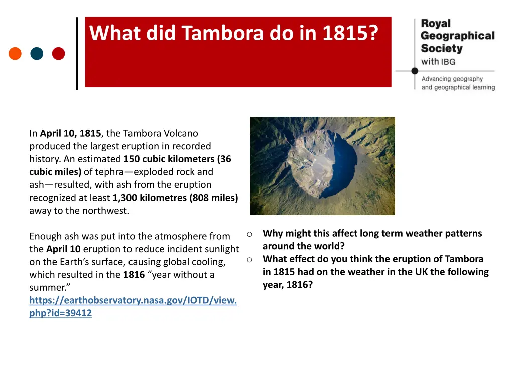 what did tambora do in 1815