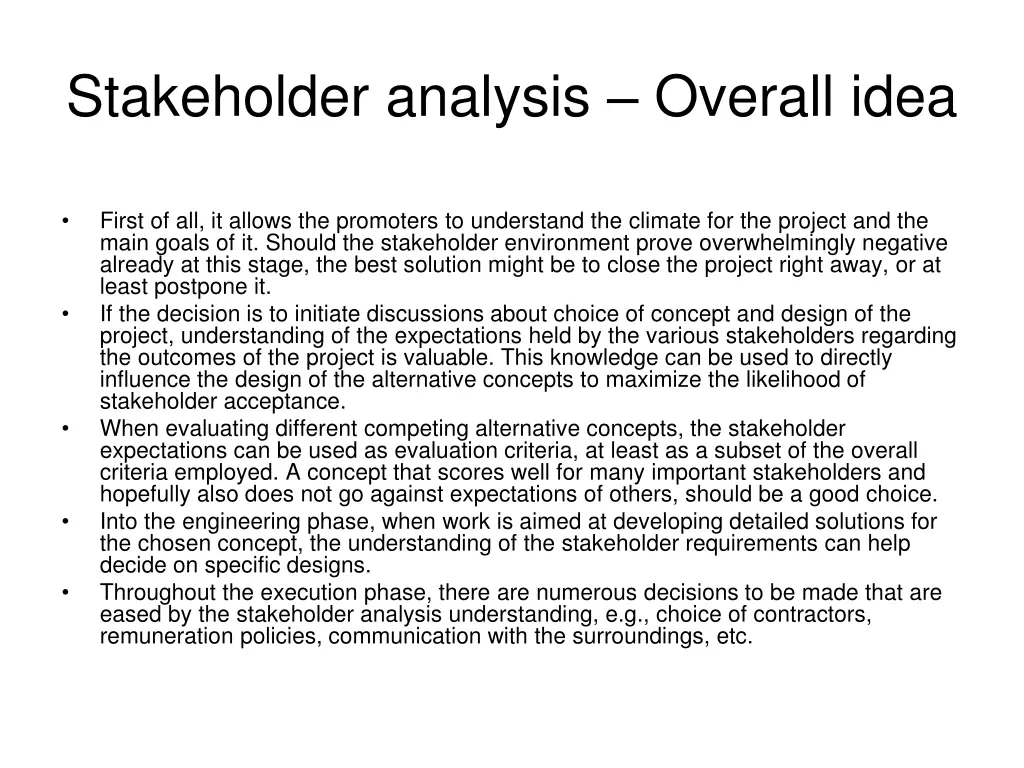 stakeholder analysis overall idea