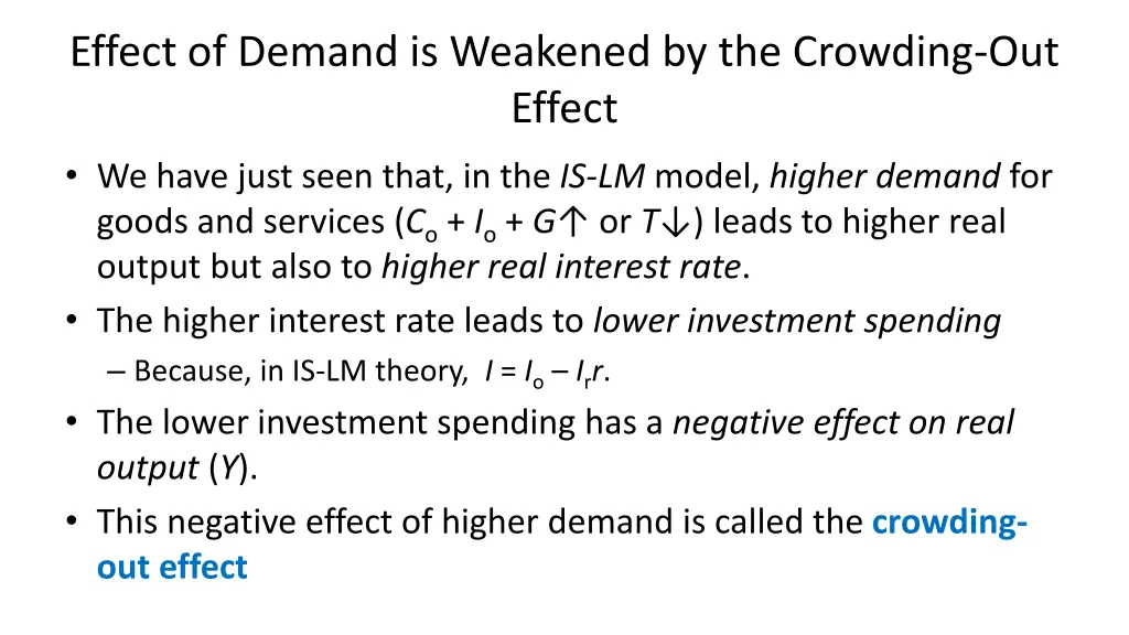 effect of demand is weakened by the crowding