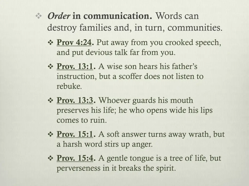 order in communication words can destroy families