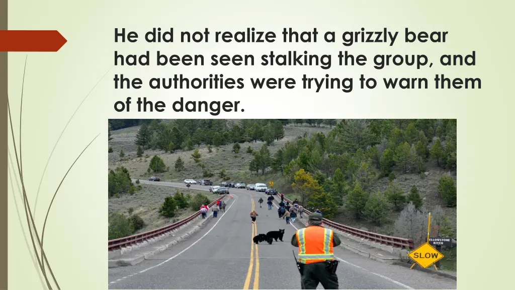 he did not realize that a grizzly bear had been