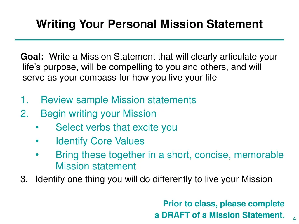 writing your personal mission statement