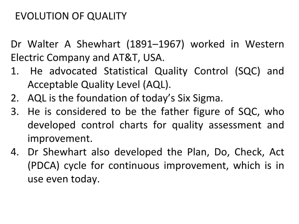 evolution of quality