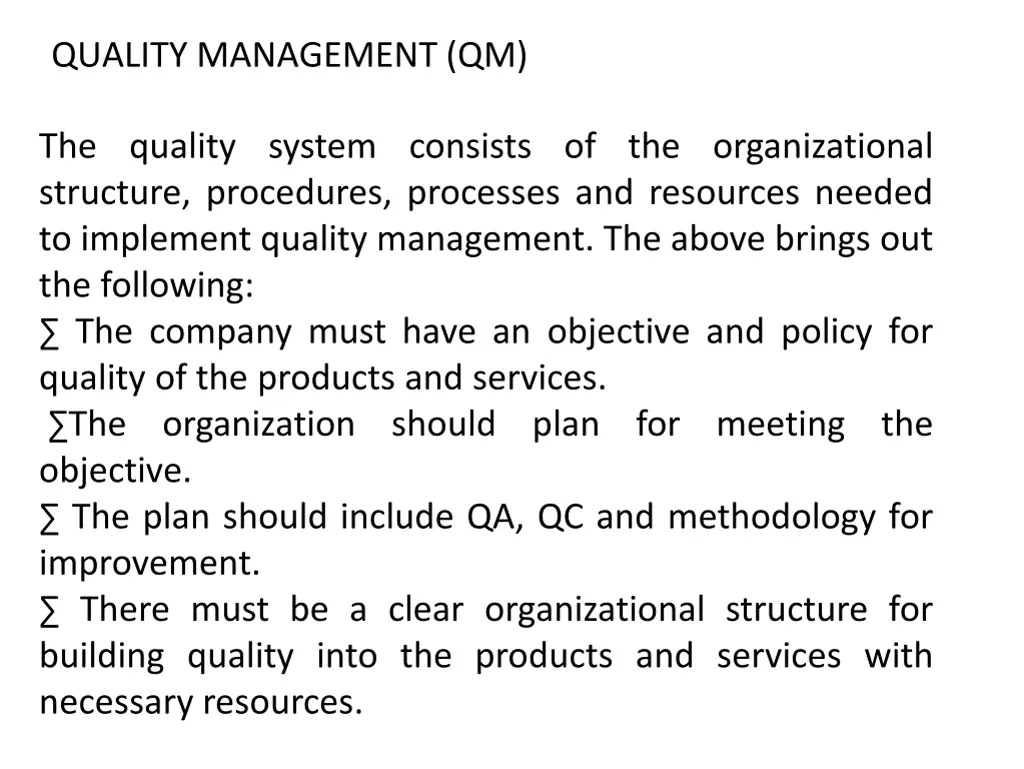 quality management qm 1