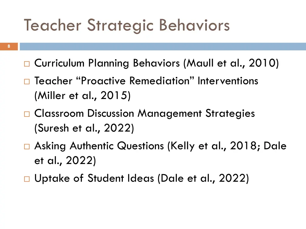 teacher strategic behaviors