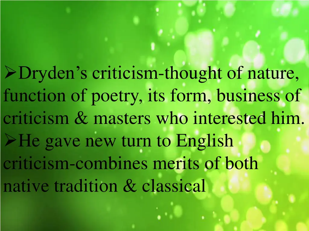 dryden s criticism thought of nature function