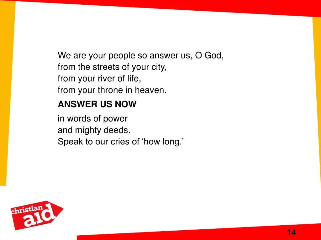 we are your people so answer us o god from