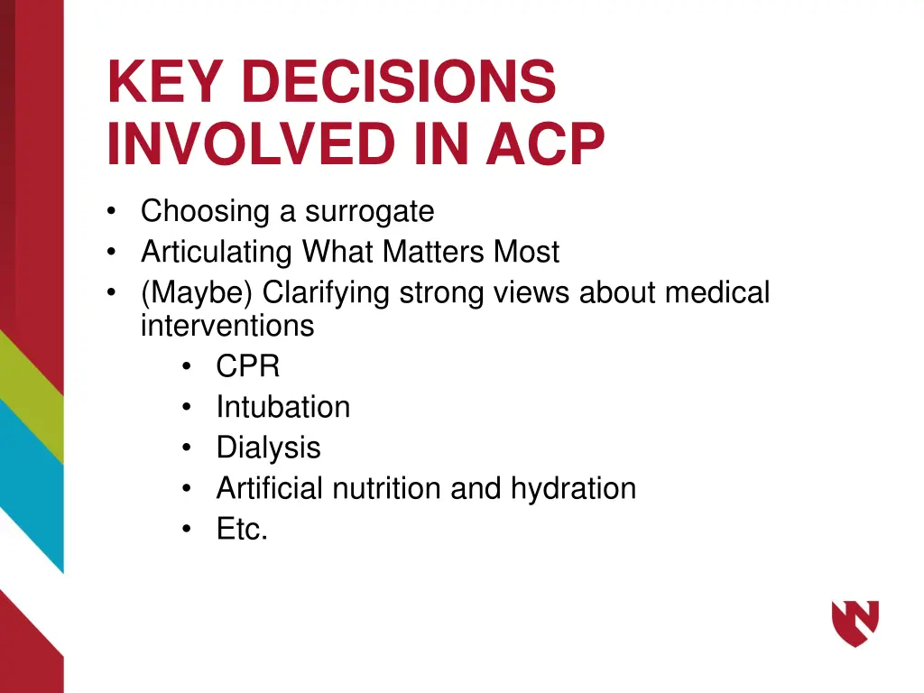 key decisions involved in acp choosing