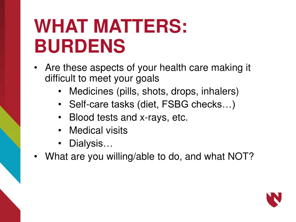 what matters burdens are these aspects of your