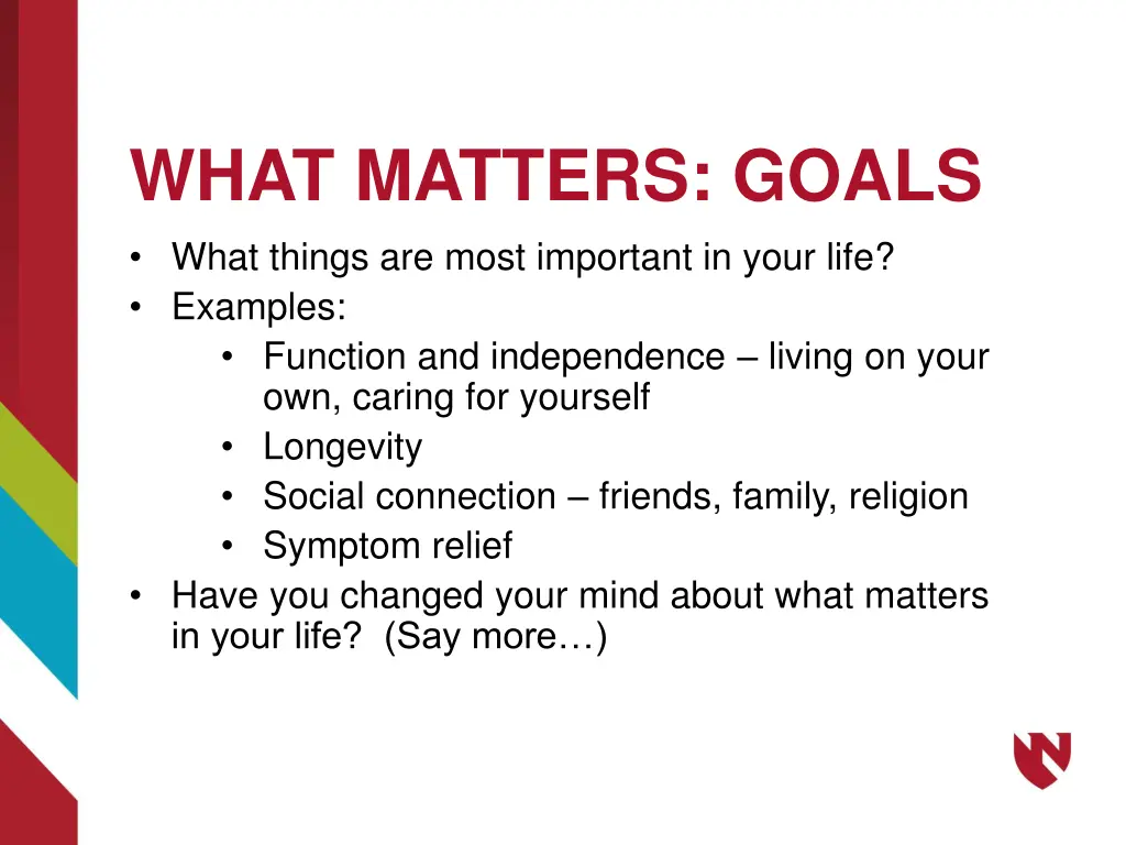 what matters goals what things are most important