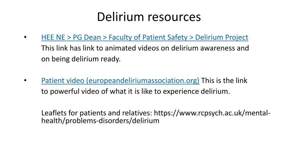 delirium resources