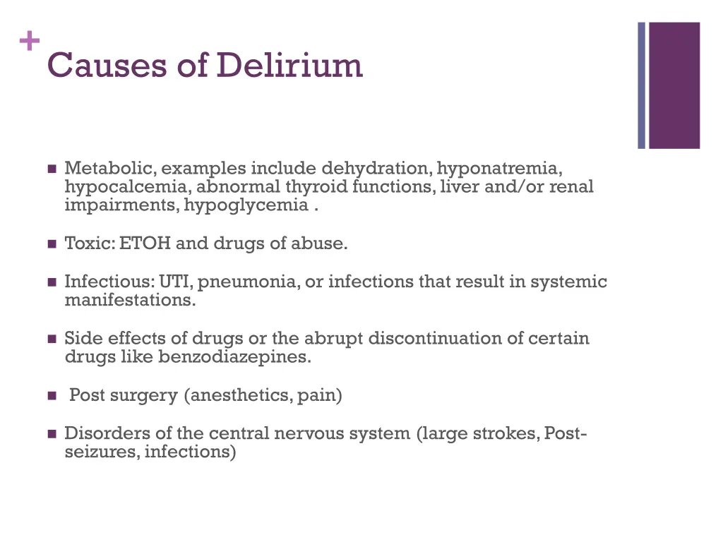 causes of delirium