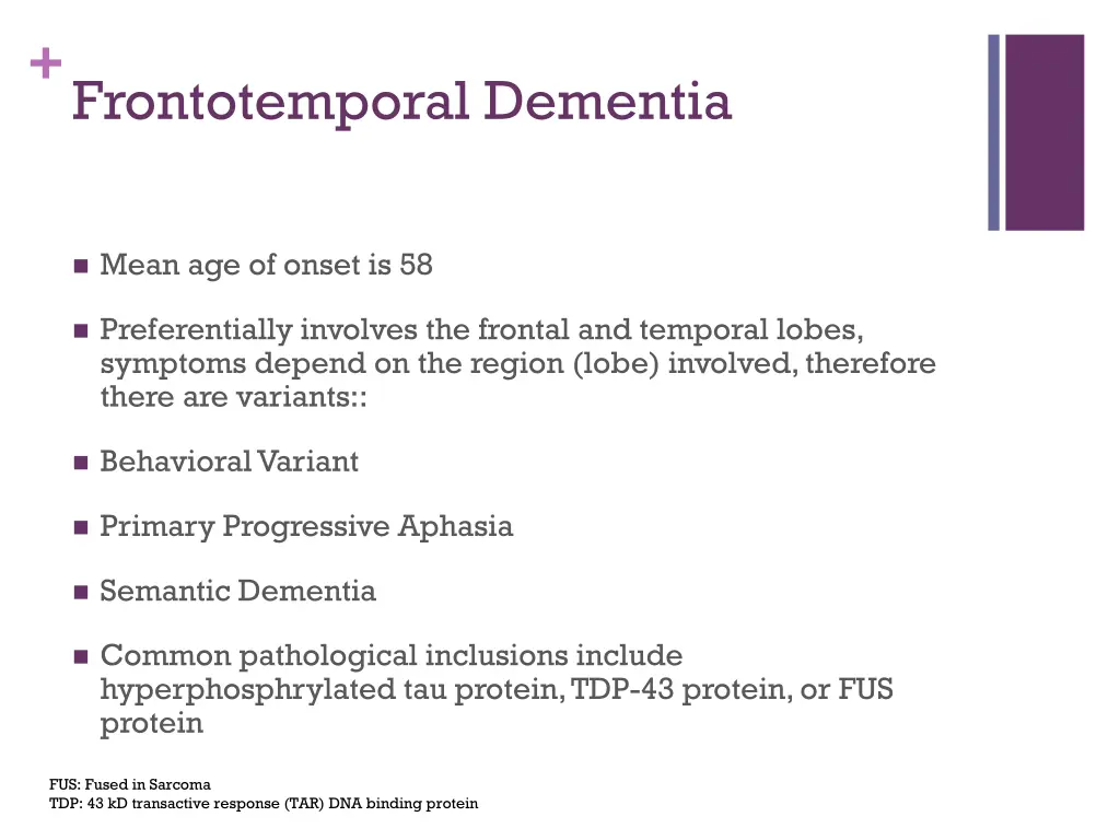 frontotemporal dementia