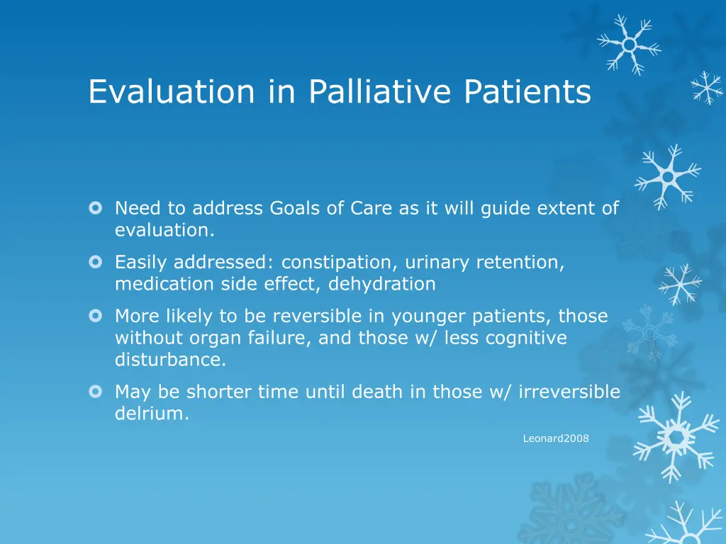 evaluation in palliative patients