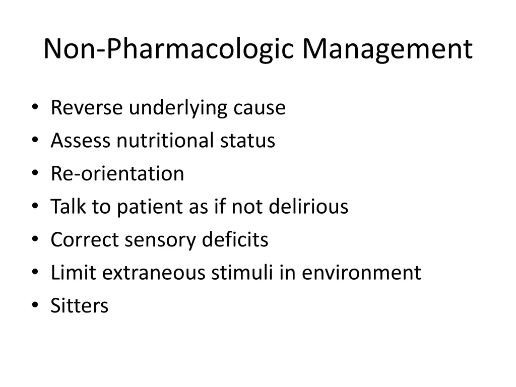 non pharmacologic management