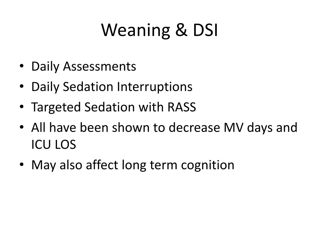 weaning dsi