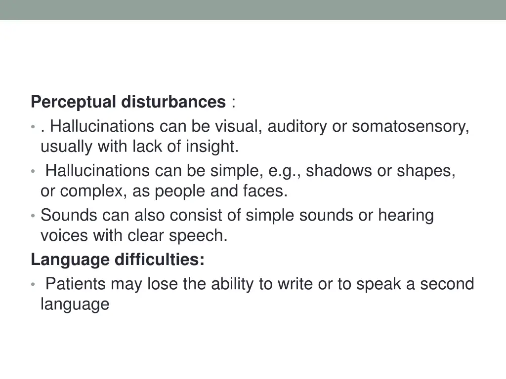 perceptual disturbances hallucinations