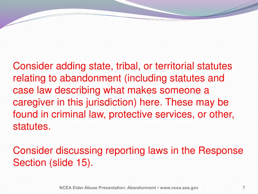 consider adding state tribal or territorial