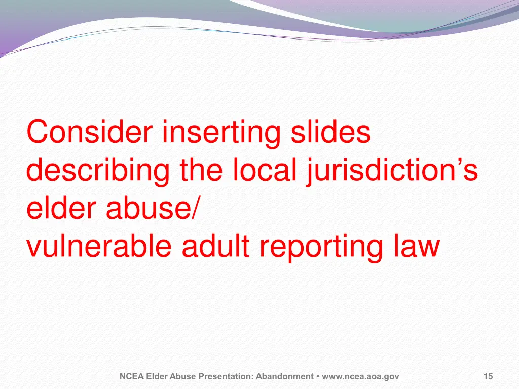 consider inserting slides describing the local