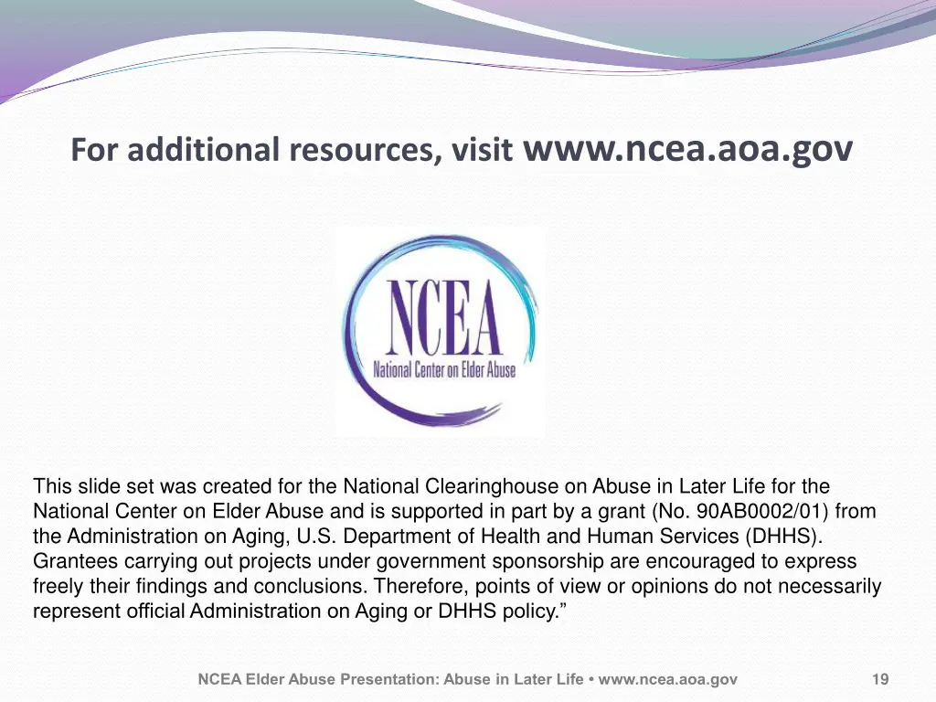 for additional resources visit www ncea aoa gov