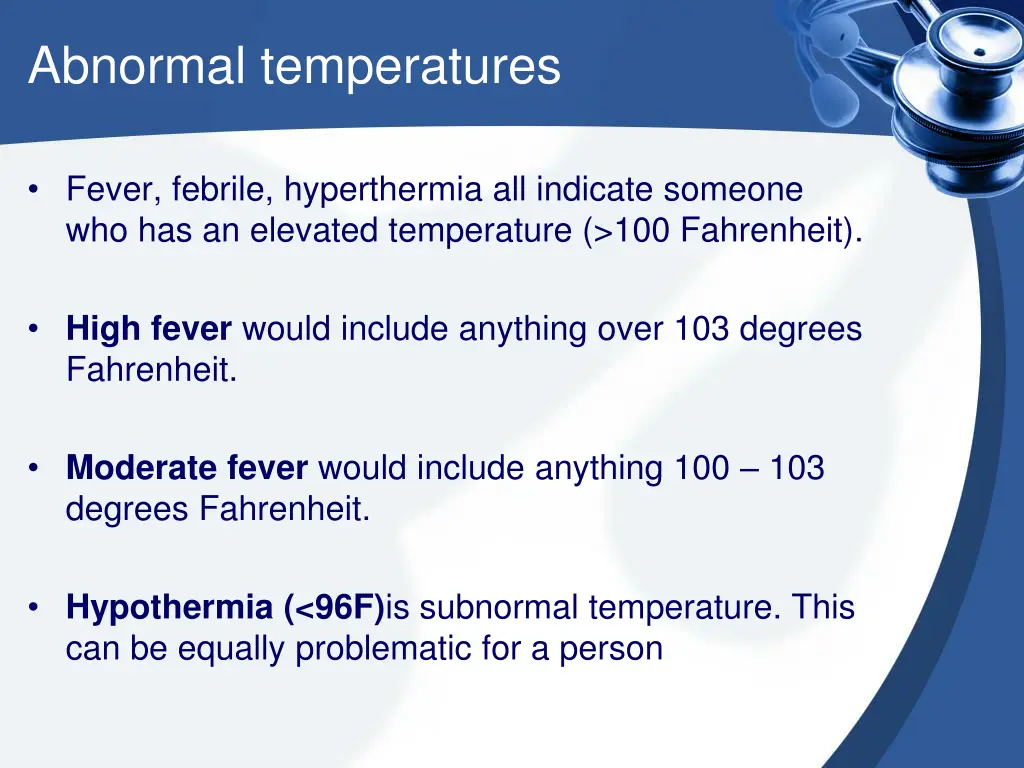 abnormal temperatures