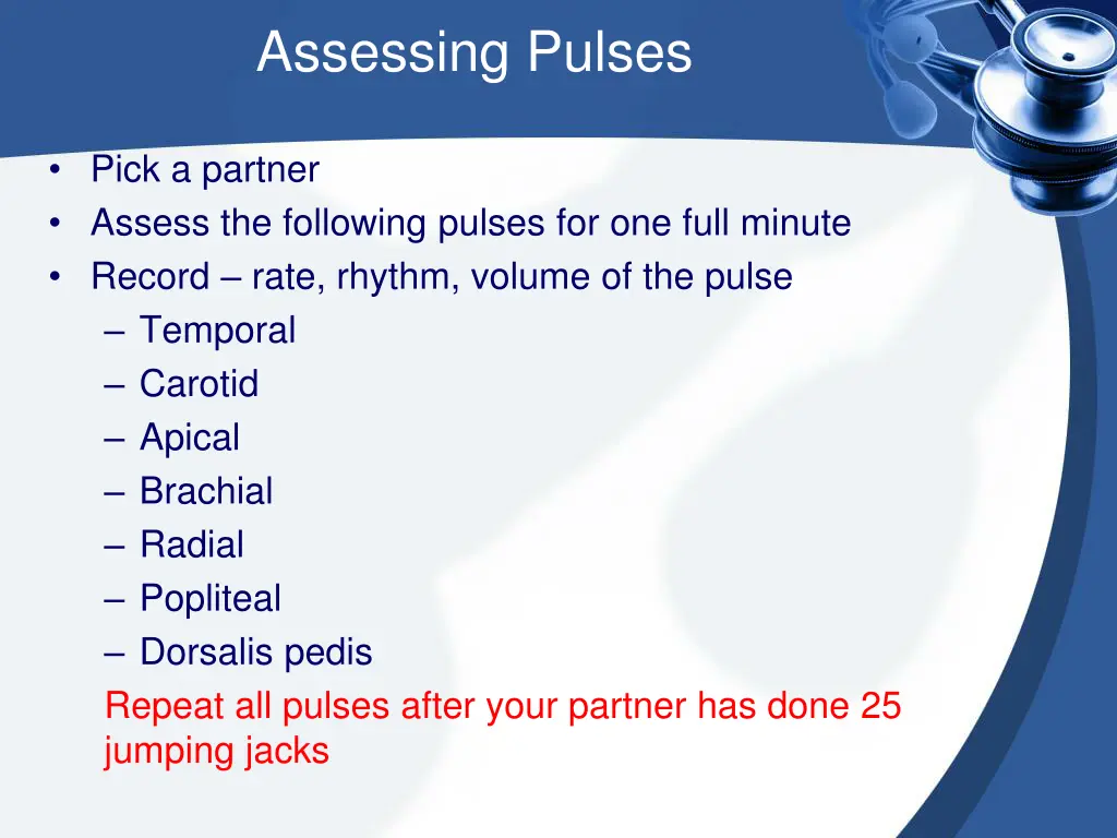 assessing pulses