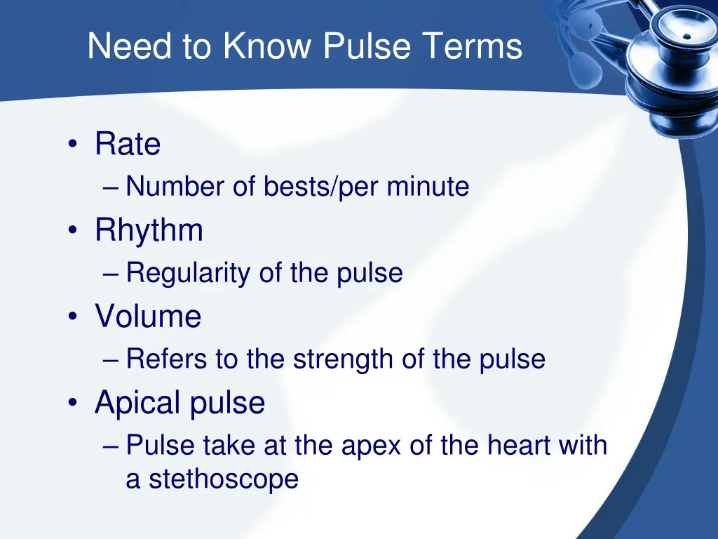 need to know pulse terms