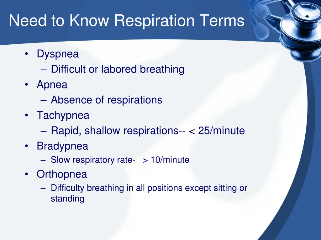 need to know respiration terms