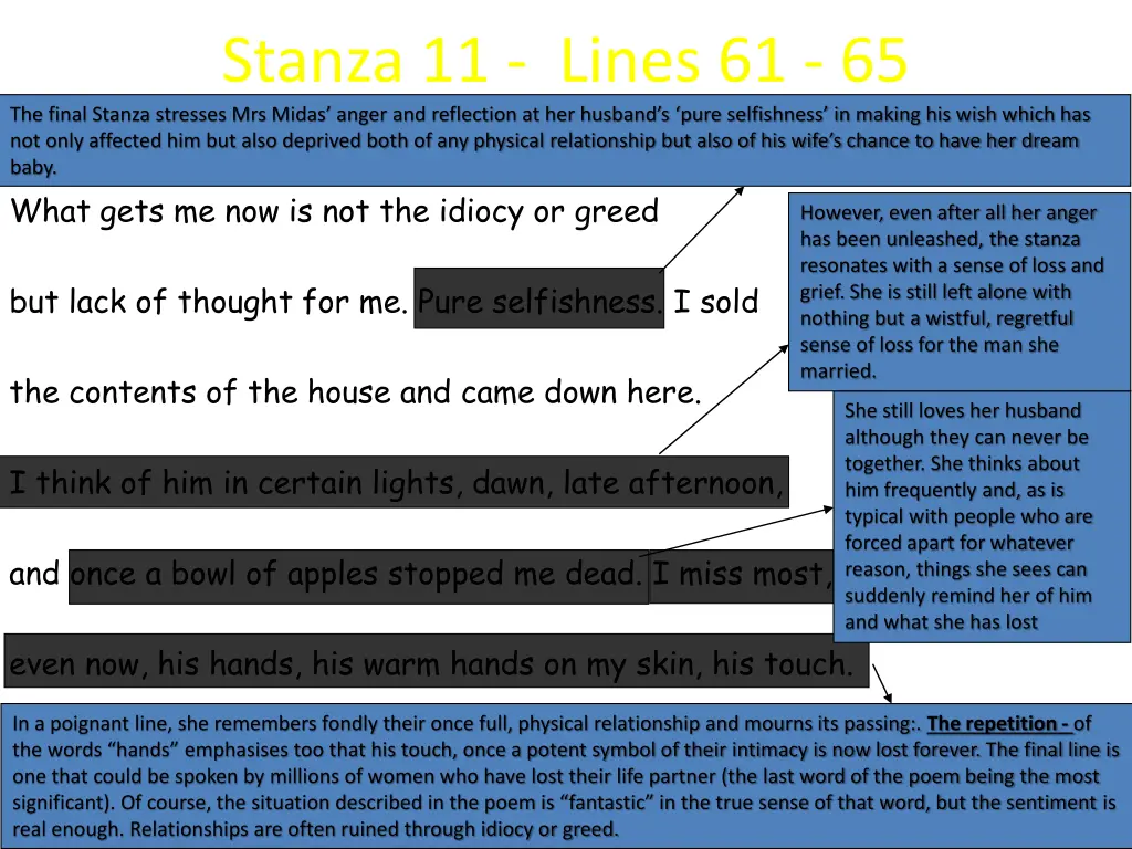 stanza 11 lines 61 65 the final stanza stresses