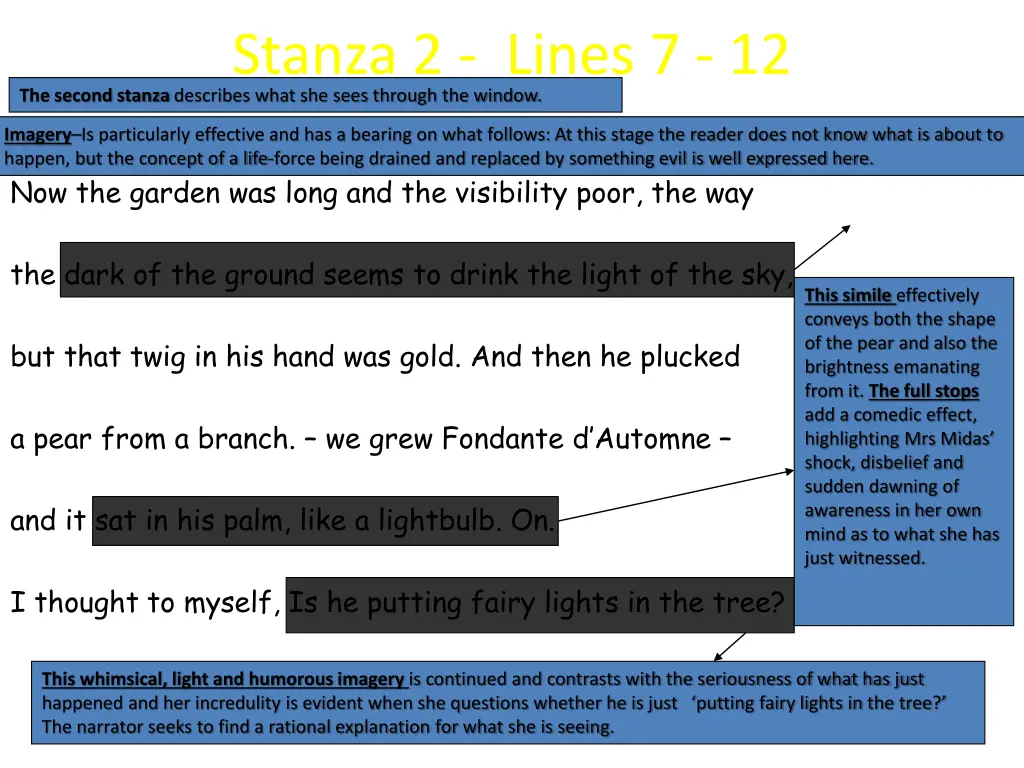 stanza 2 lines 7 12 the second stanza describes