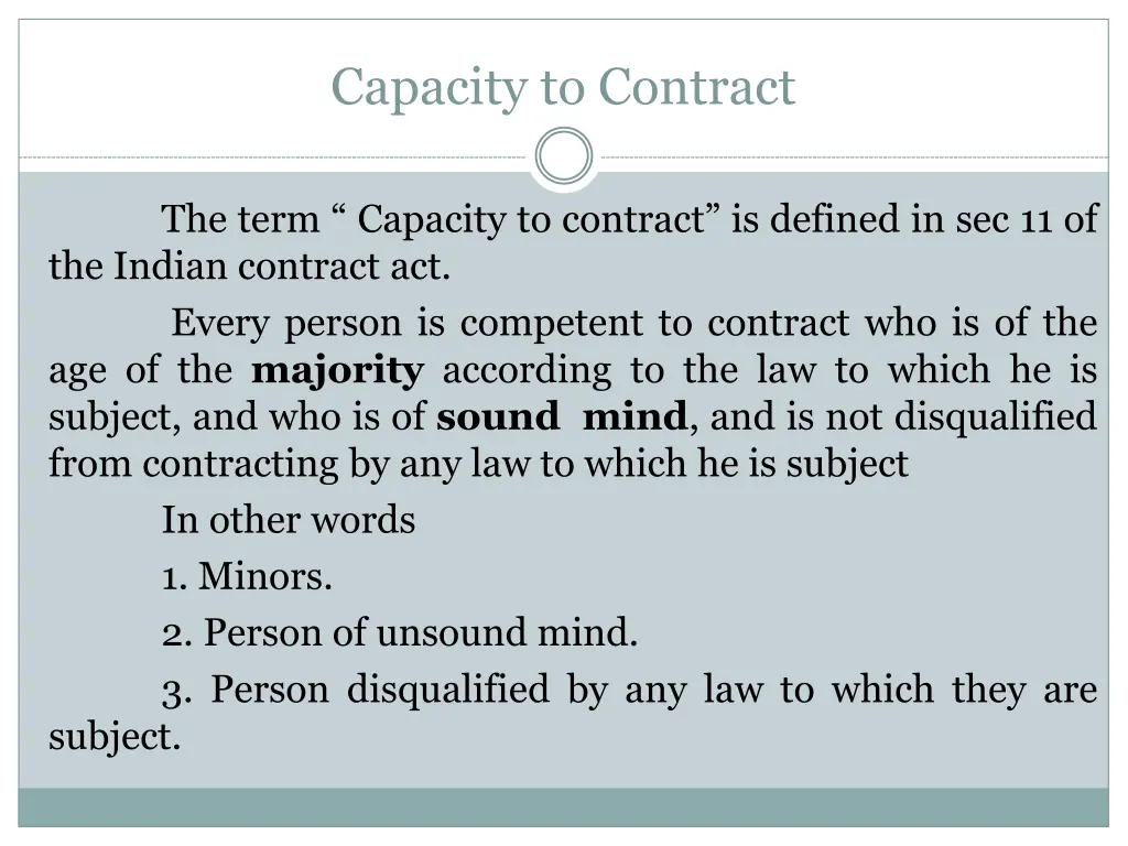 capacity to contract 1