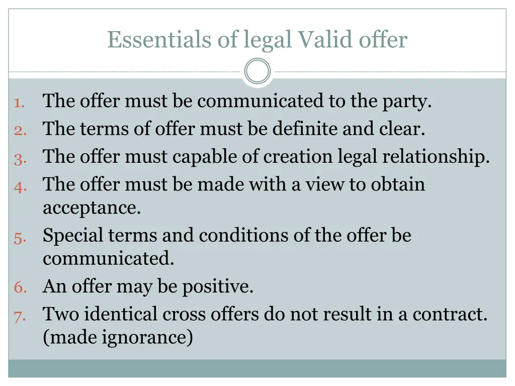 essentials of legal valid offer