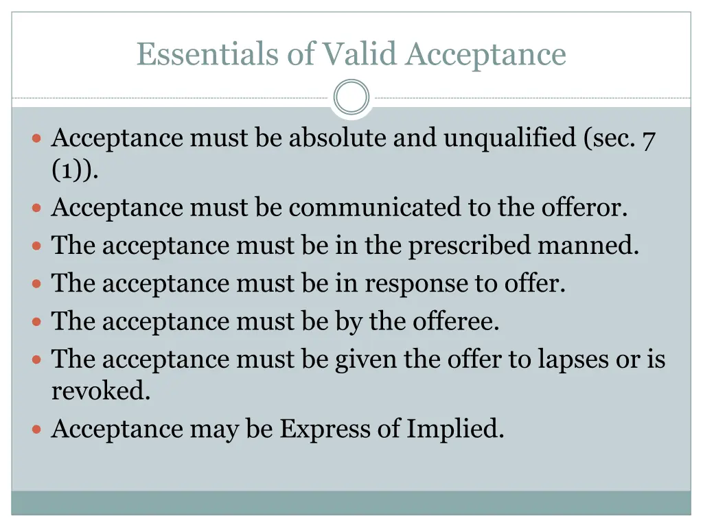 essentials of valid acceptance