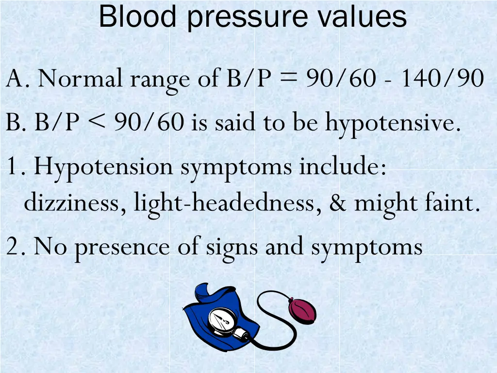 blood pressure values