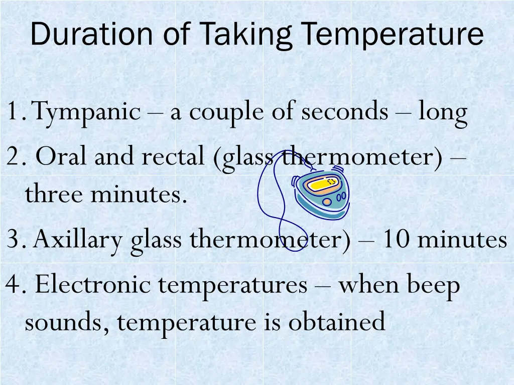 duration of taking temperature