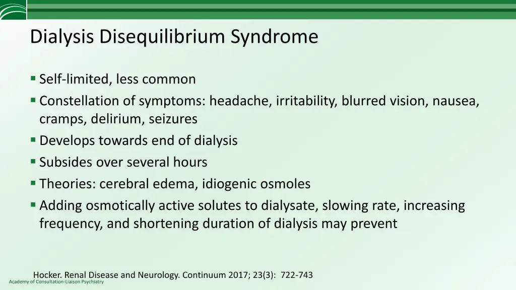 dialysis disequilibrium syndrome