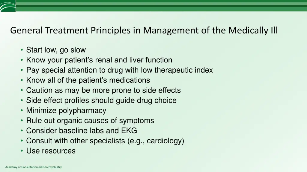 general treatment principles in management