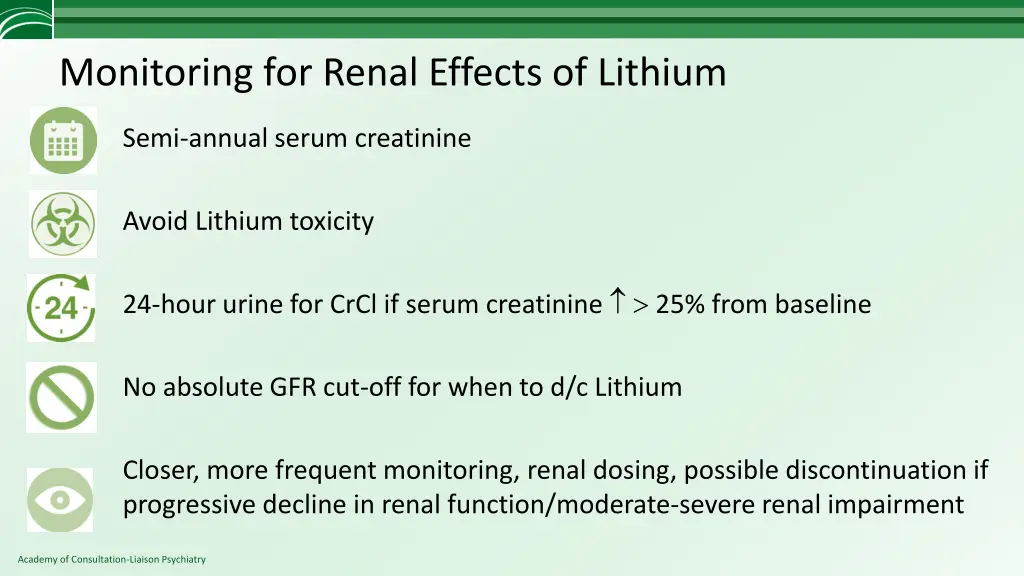 monitoring for renal effects of lithium