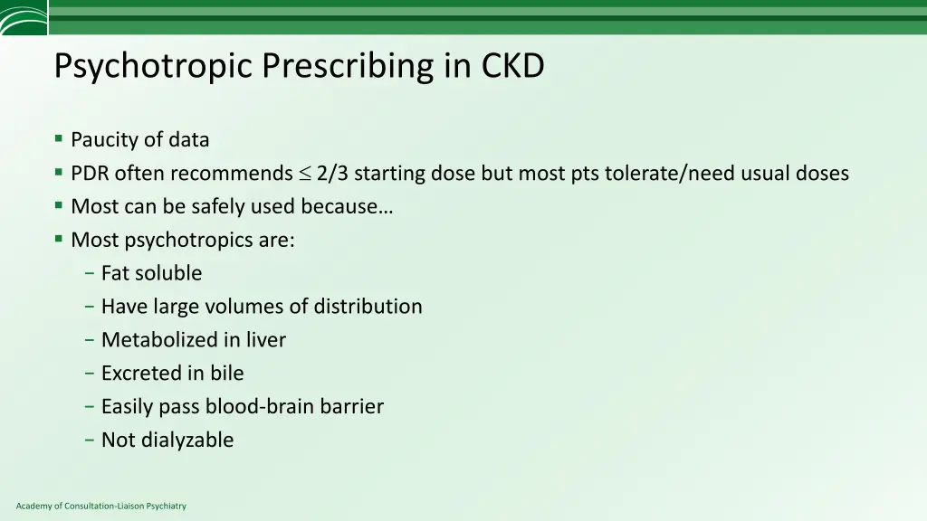 psychotropic prescribing in ckd