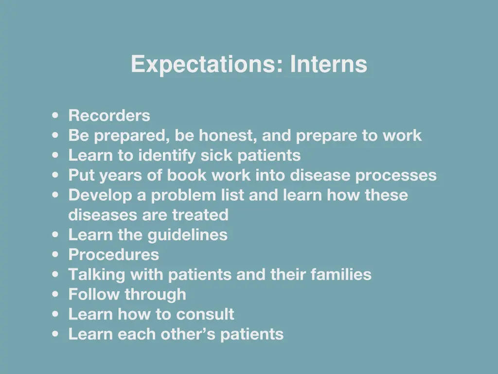 expectations interns