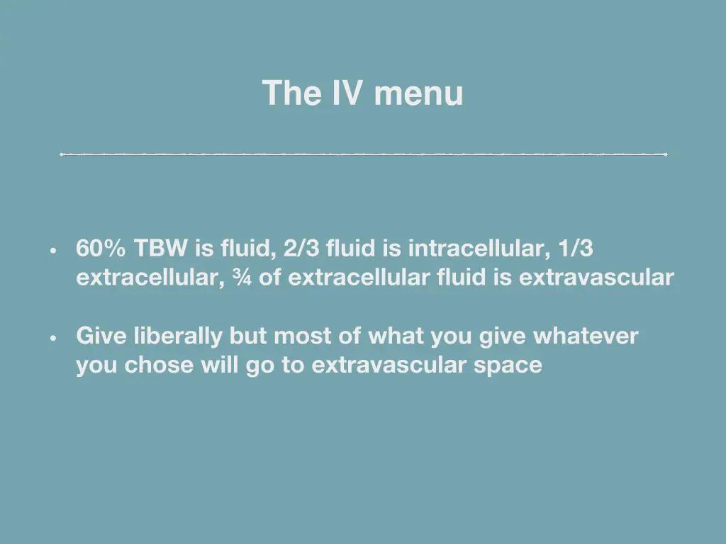 the iv menu