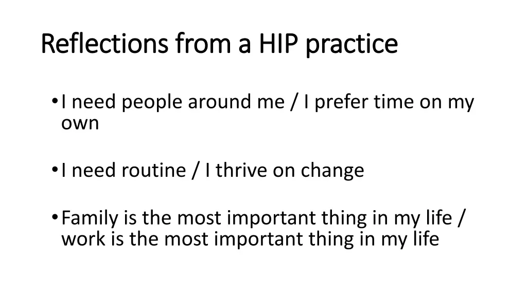 reflections from a hip practice reflections from 1