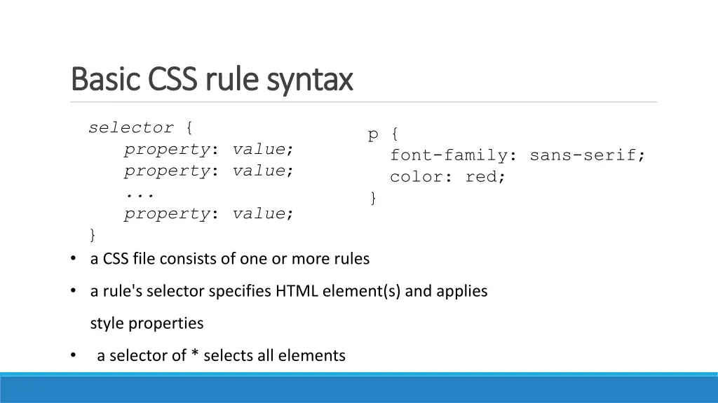 basic css rule syntax basic css rule syntax